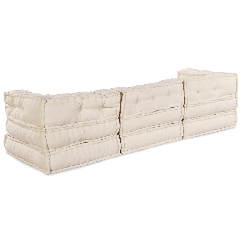 Modulare Poufs 3er Set Creme Stoff