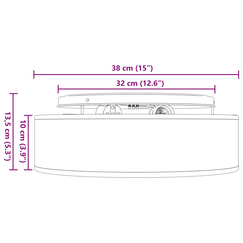 Deckenleuchte Einbau Grau Ø 38 cm Stoff E27