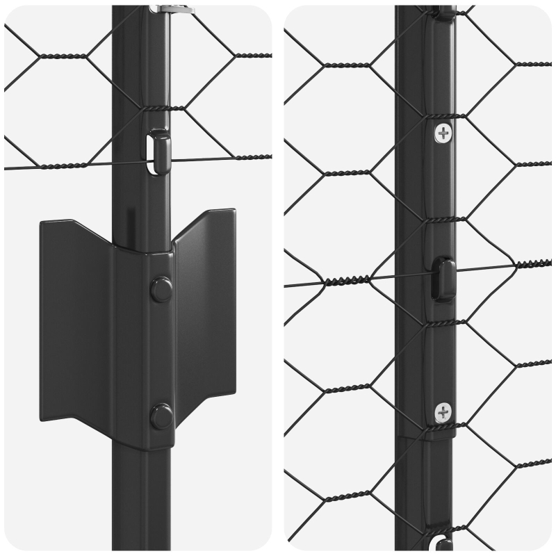 Gartenzaun-Set Set aus 2 Grau Metall Groß Robust Gartenzaun