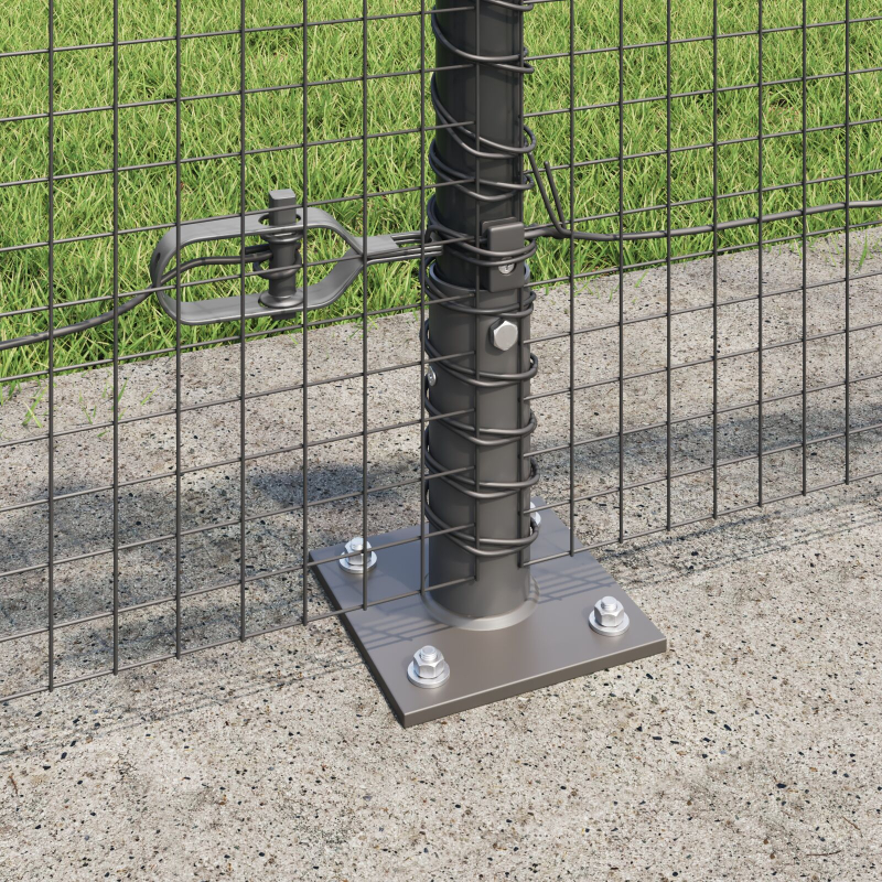 Graues Zaunpfosten-Set Set aus 2 Grau Metall 25 x 0.5 m Robust