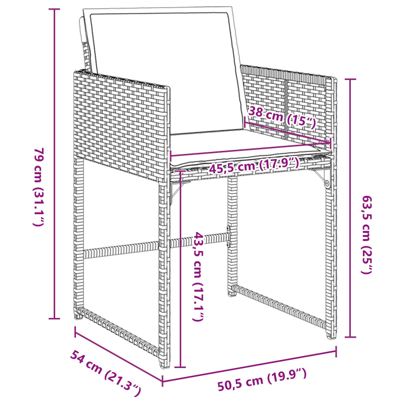 9-teiliges Garten-Essset mit Kissen Beige Poly Rattan