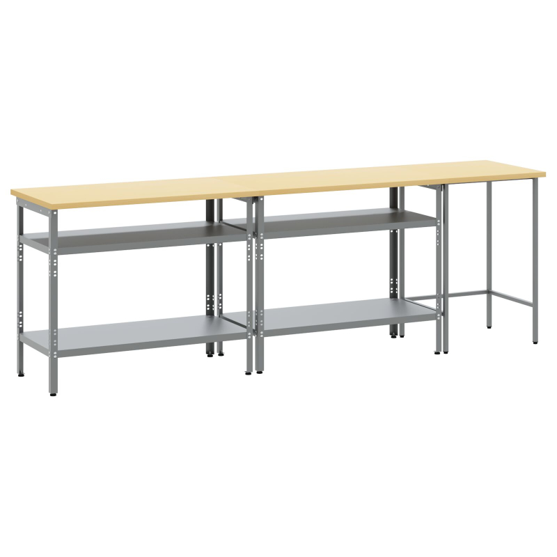 3-teiliges Werkbank-Set aus grauem Stahl