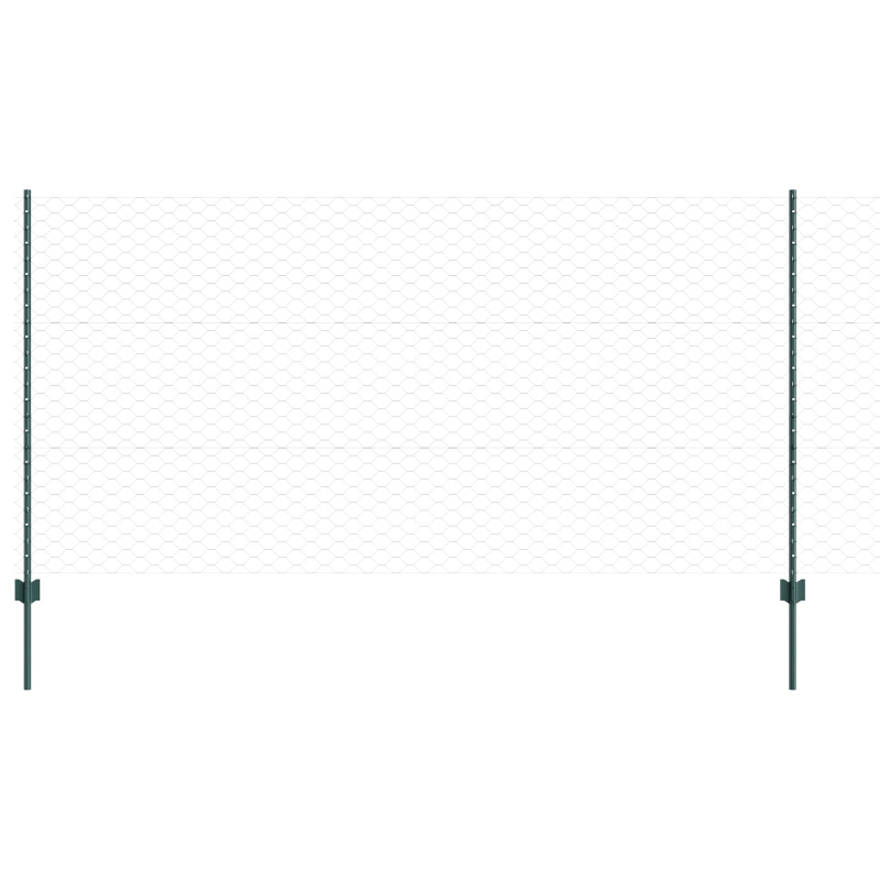 Sechseck-Mesh-Gartenzaun-Set Set aus 2 Grün Stahl 25 x 1,2 m Zaun