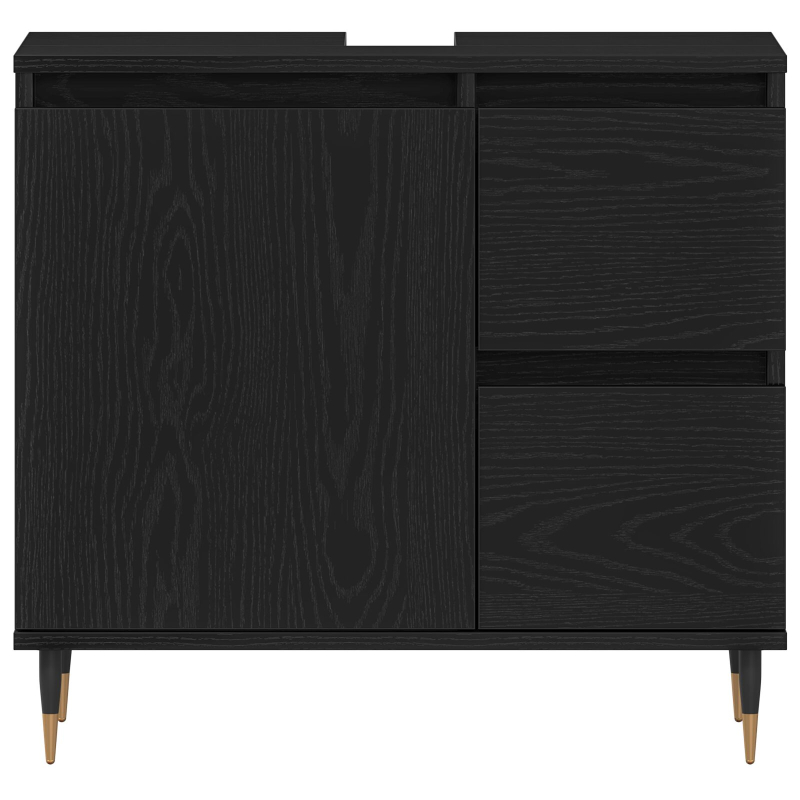 Badezimmer Waschbecken Schrank Schwarz Eiche 65x33x60 cm Engineered Wood