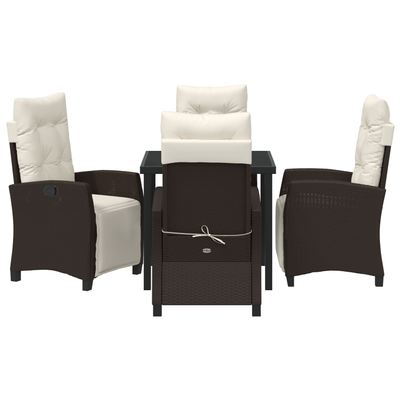 5-teiliges Garten-Esstisch-Stuhl Set Braun Poly Rattan