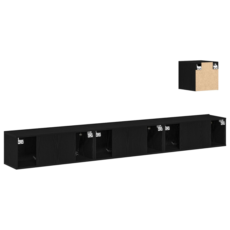 4-teiliges TV-Schrank-Set Schwarz Eiche Holzwerkstoff
