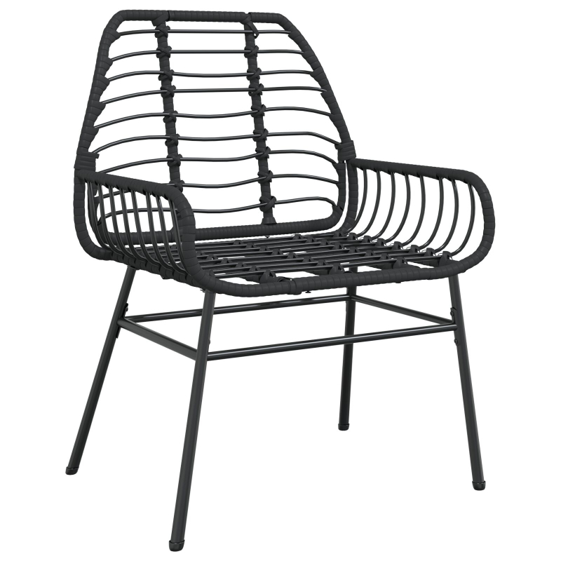 5-teiliges Gartentisch-Set Schwarz Poly Rattan