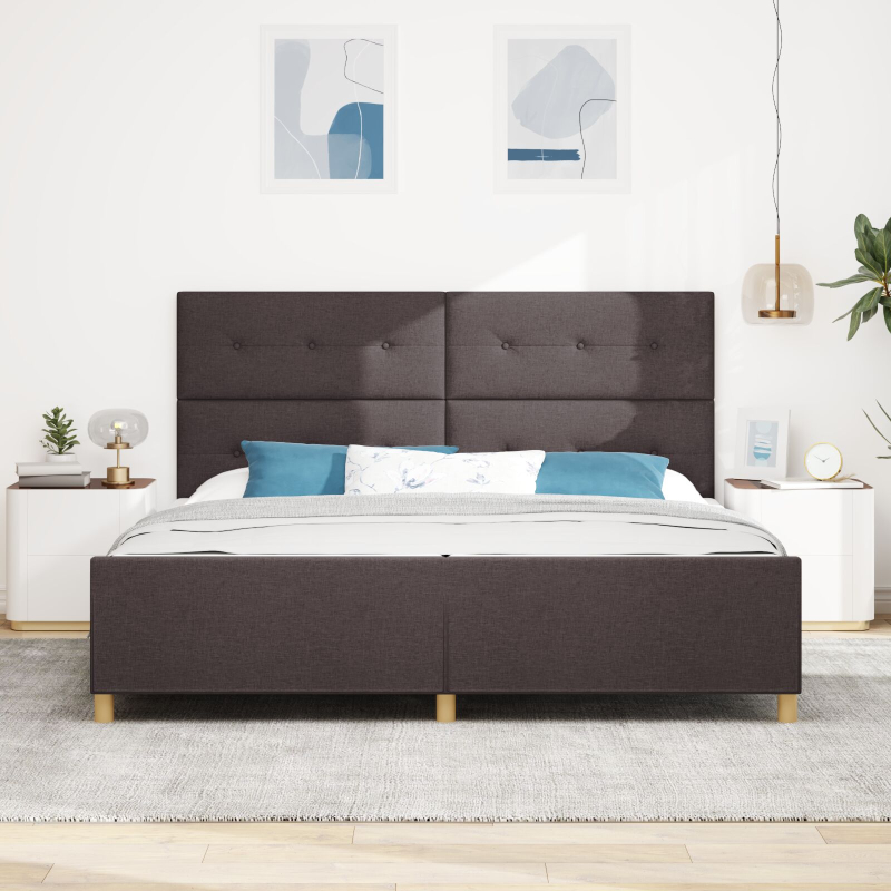 Bettgestell Dunkelbraun 200x200 cm aus Stoff