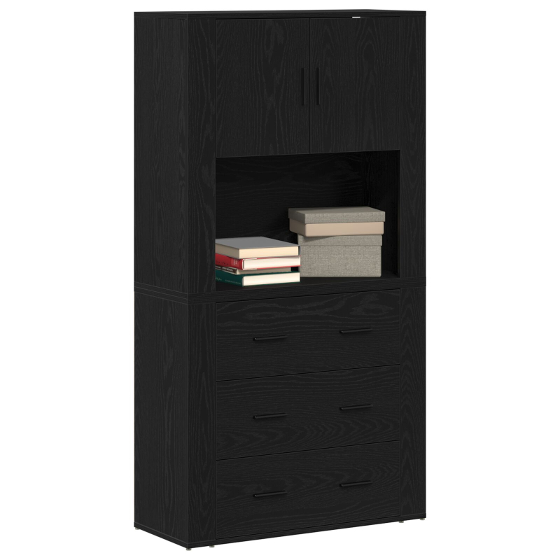 Hochtisch Schwarz Eiche 80x33x150 cm Werkstoff
