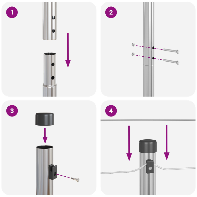 Zaunpfosten 26 Stk Ø32 mm 190 cm Verzinkter Stahl