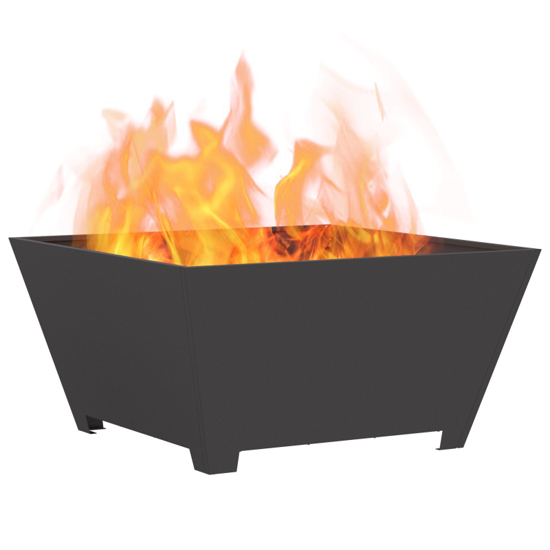 Feuerstelle Quadrat Schwarz 80x80x40 cm Stahl