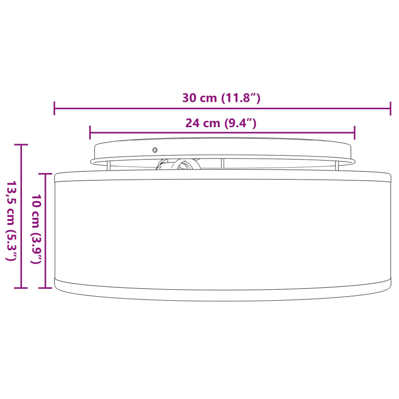 Deckenleuchte Schwarz Ø 30 cm Stoff E27