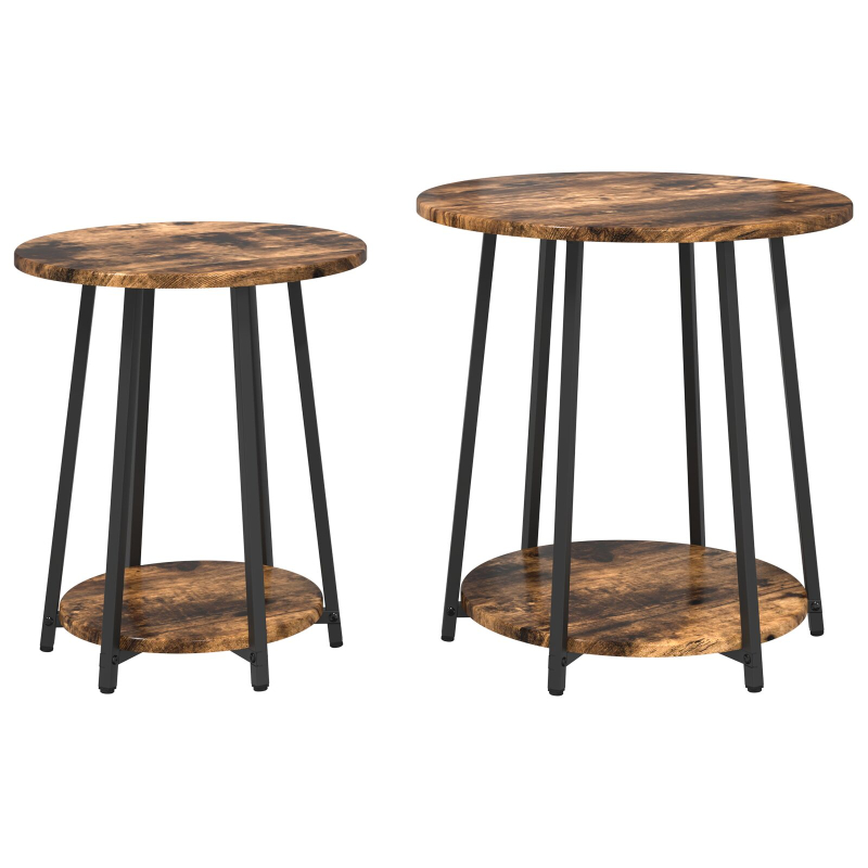 Beistelltisch 2er Set Rauch-Eiche, Ingenieurholz und Metall
