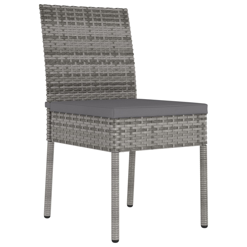 5-teiliges Garten Essmöbel Set Grau Poly-Rattan