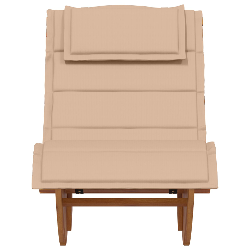 Sonnenliege Set aus 2 Beige Holz und gepolsterter Stoff Groß
