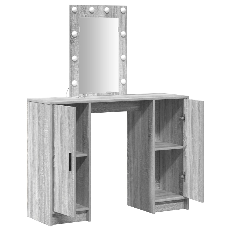 Schminktisch mit LED-Lichtern in Grau Sonoma, 102x33x135 cm