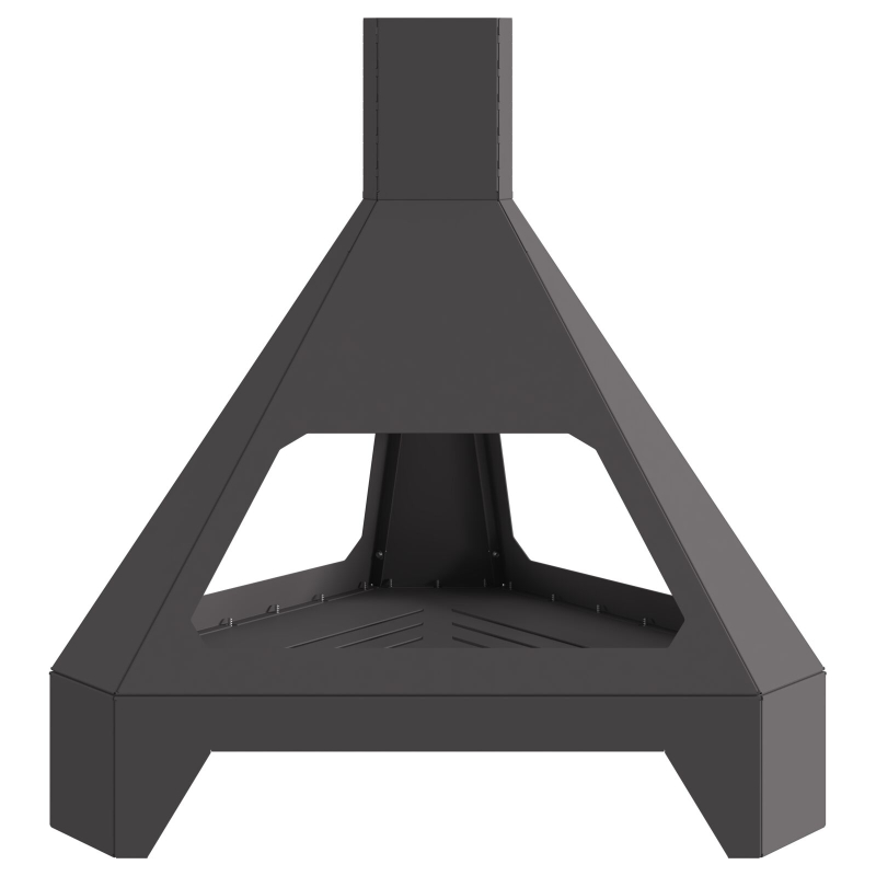 Feuerschale mit Schornstein Schwarz 50x43x52 cm Stahl