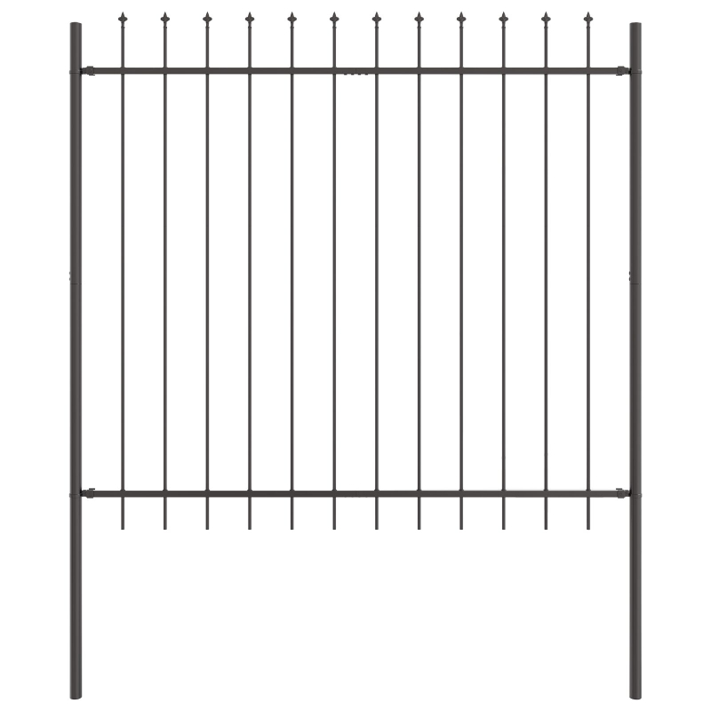 Gartenzaun mit Speerkopf Grau 5,1x1,5 m Stahl