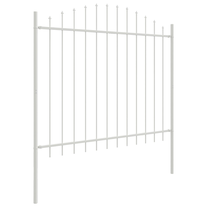 Gartenzaun mit Bogenoberseite Weiß 5,1x1,5 m Stahl