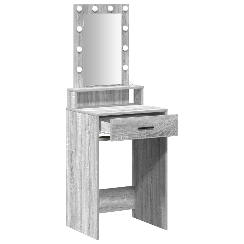 Schminktisch mit LED-Lichtern in Grau Sonoma, 50x41x140 cm