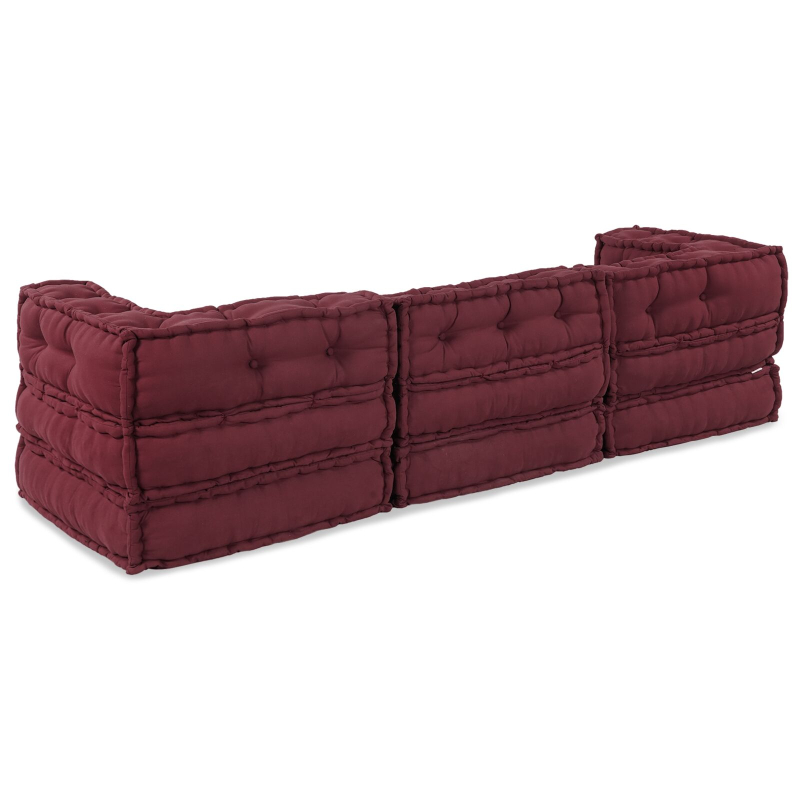 Modular Poufs 3er Set Burgunderrotes Gewebe