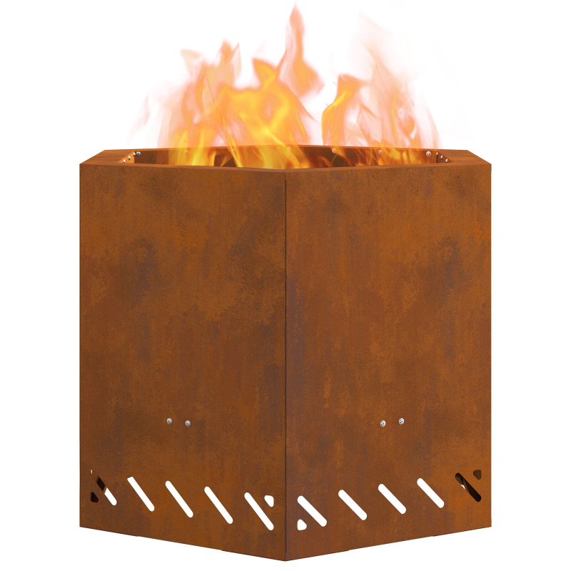 Raucharmer Feuerstelle Sechseckig 58x58x51 cm Wetterfestes Stahl
