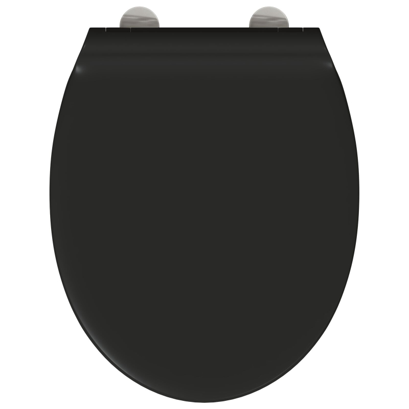 Toilettensitz mit Schnellverschluss und sanftem Schließen aus Duroplast Schwarz
