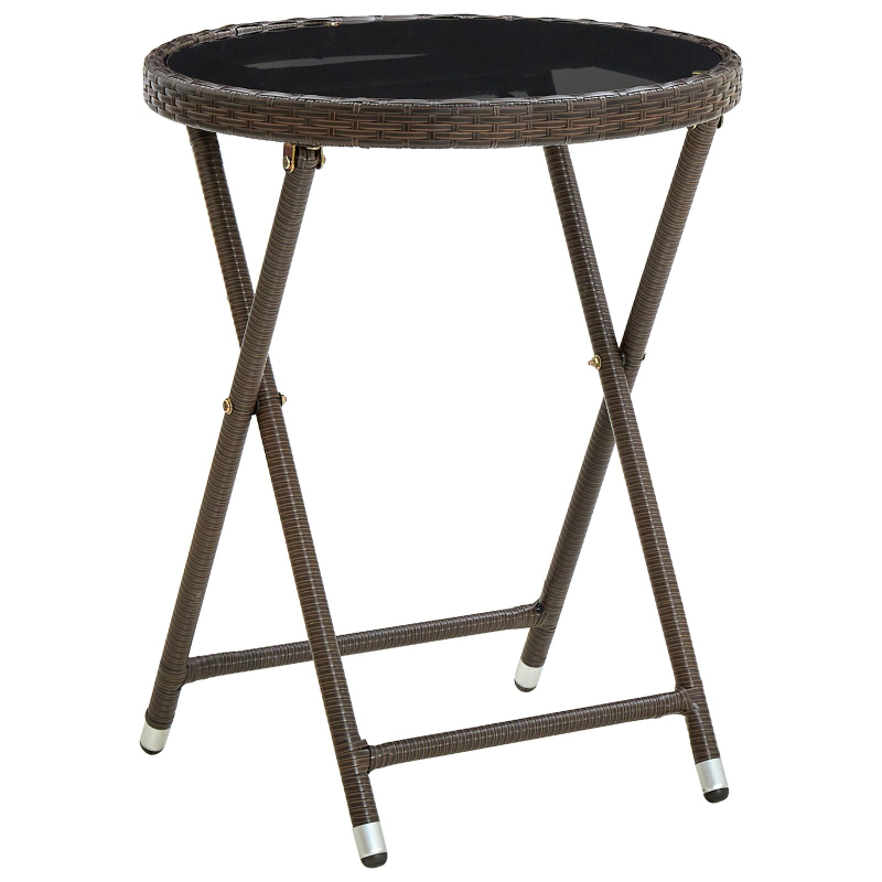 3-teiliges Bistro-Set für den Garten mit Kissen aus braunem Poly-Rattan
