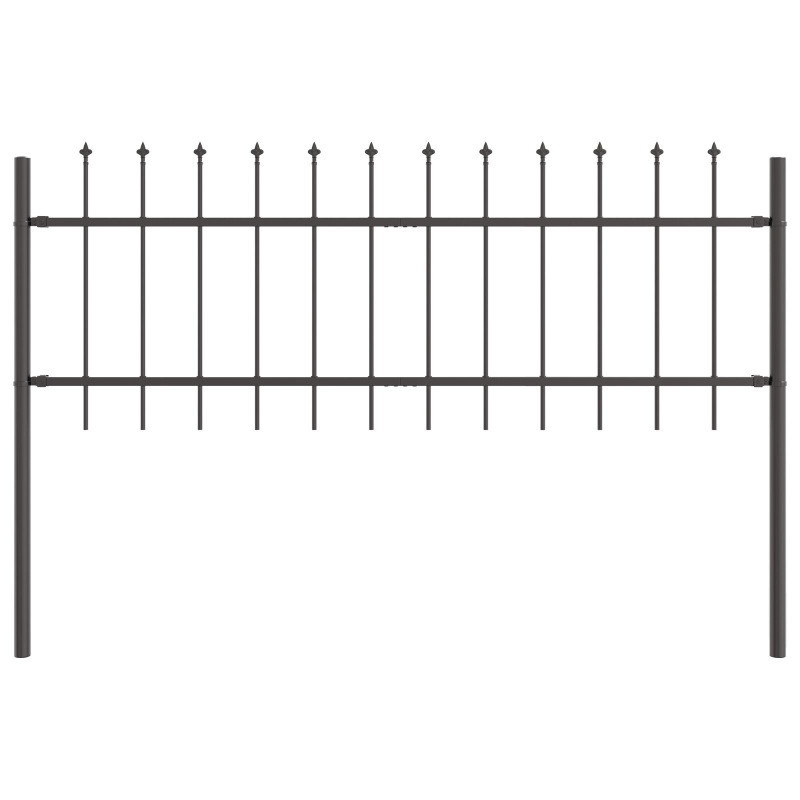 Gartenzaun mit Speeroberteil Grau 5,1x0,6 m Stahl