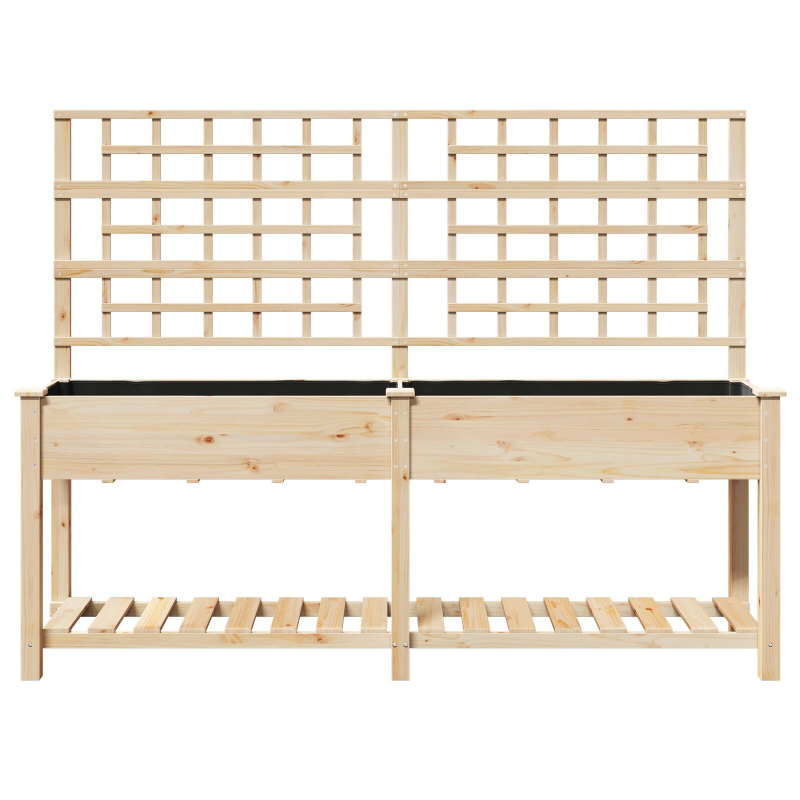 Gartenpflanzer mit Spalier und Regal 203x53x152 cm aus massivem Kiefernholz