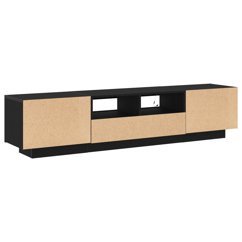 TV-Schrank mit LED-Lichtern, Schwarz, Eiche, 180x35x40 cm, Holzwerkstoff