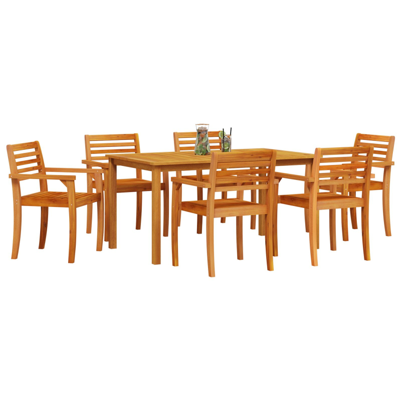 7-teiliges Garten-Esszimmer-Set aus massivem Akazienholz