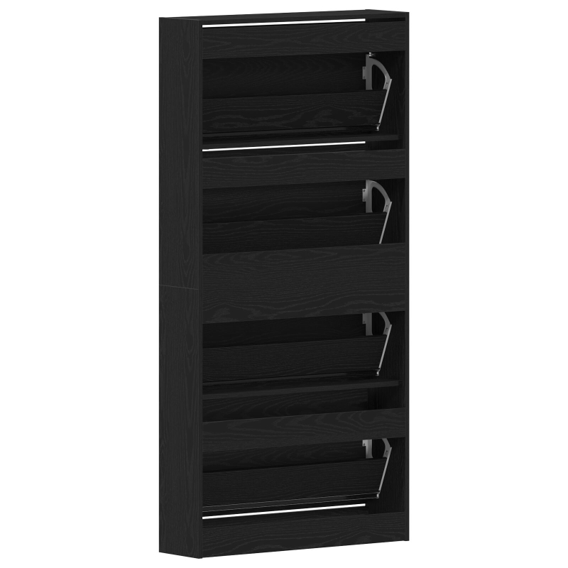 Schuhschrank Schwarzes Eichenholz Holzwerkstoff 80 x 21 x 163,5 cm