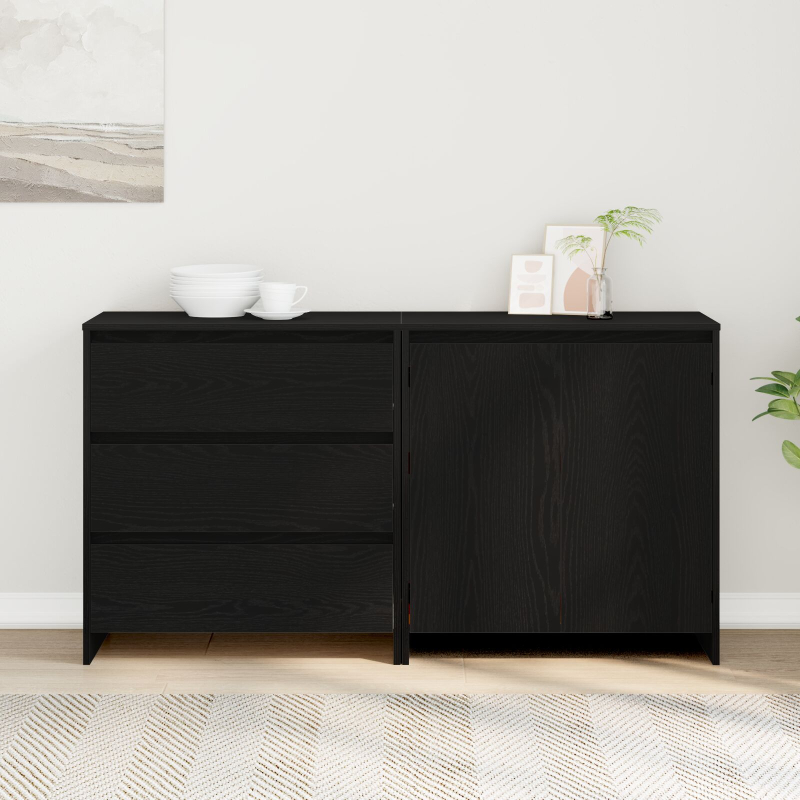 2-teilige Sideboards aus schwarzem Holzwerkstoff