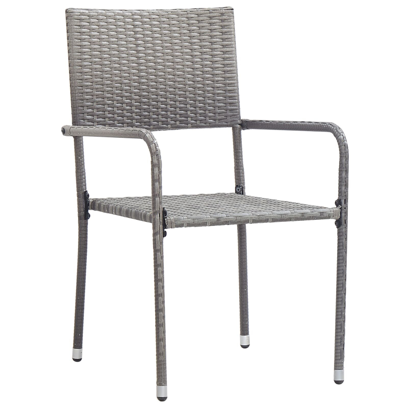 5-teiliges Garten Essset Grau Poly Rattan