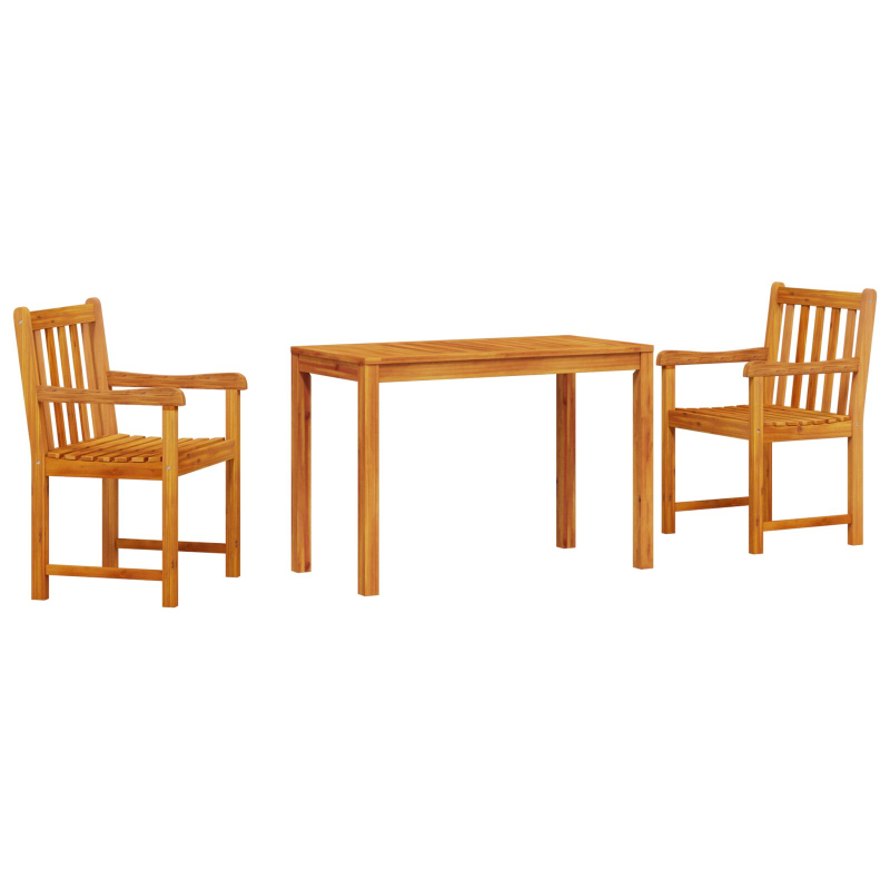 3-teiliges Garten-Esszimmer-Set aus massivem Akazienholz