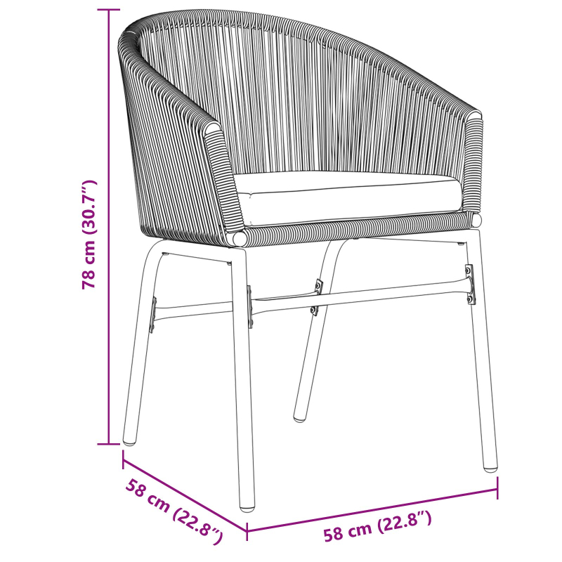 7-teiliges Garten-Ess-Set Schwarz Poly Rattan