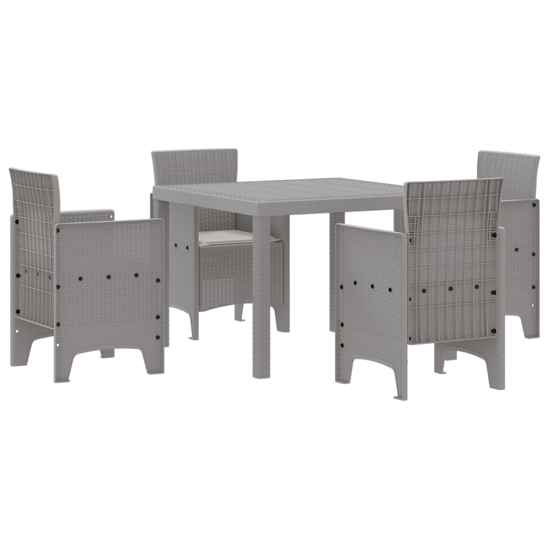 5-teiliges Garten Essgruppe mit Kissen Hellgrau Poly Rattan