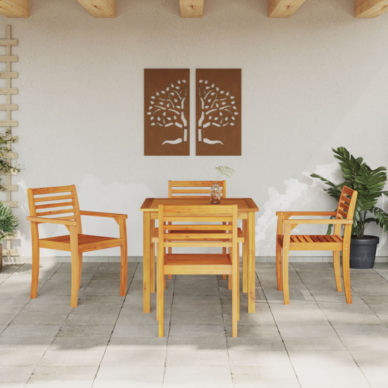 5-teiliges Garten-Esszimmer Set aus massivem Akazienholz