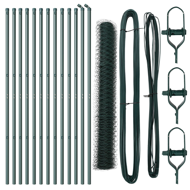 Zaun Set Set aus 2 Grün Pulverbeschichteter Stahl 25 x 1,2 m