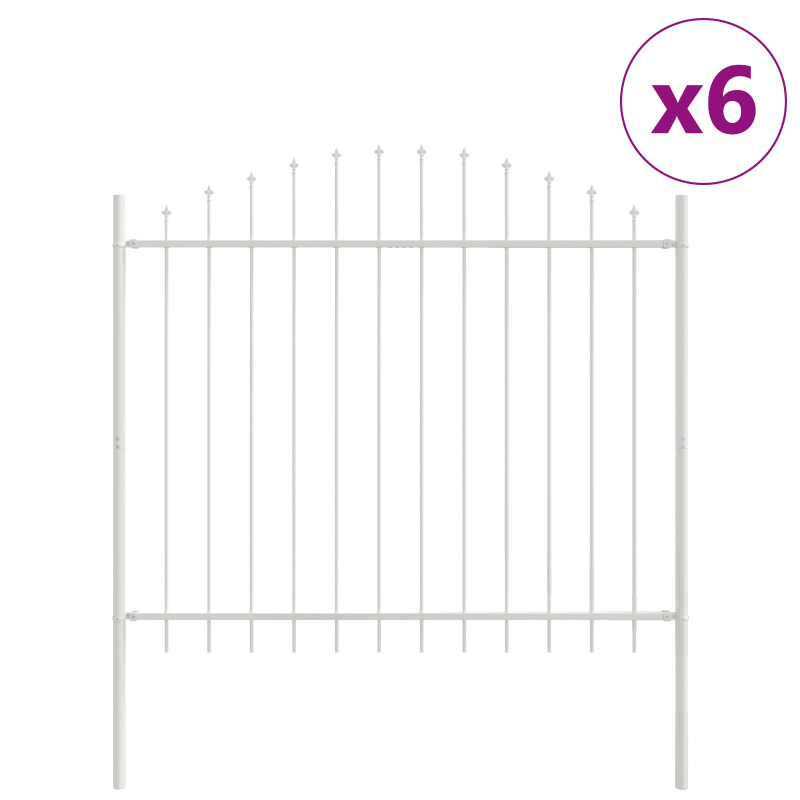 Gartenzaun mit Bogenoberteil, Weiß, 10,2 x 1,25 m, Stahl