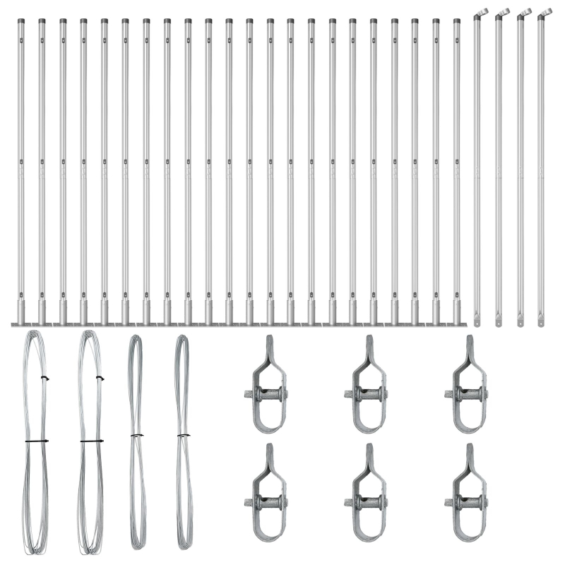 Zaunpfosten Set aus 52 Verzinkter Stahl 3.2 x 3.2 x 88.5 cm