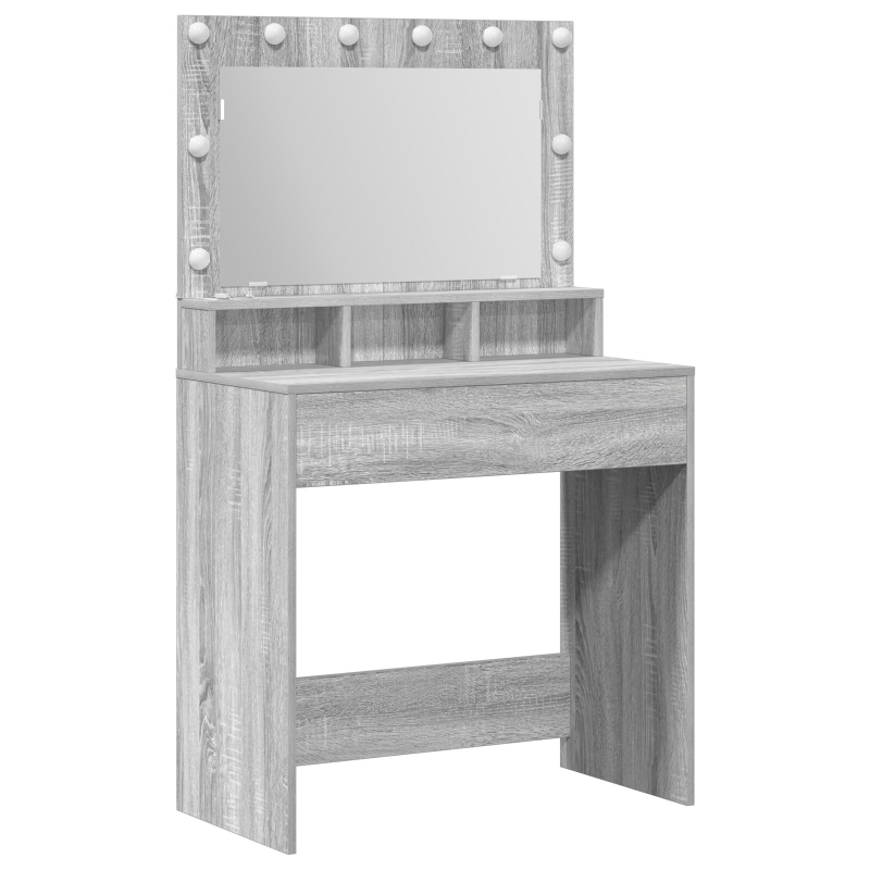 Schminktisch mit LED-Lichtern grau Sonoma 79x41x135 cm