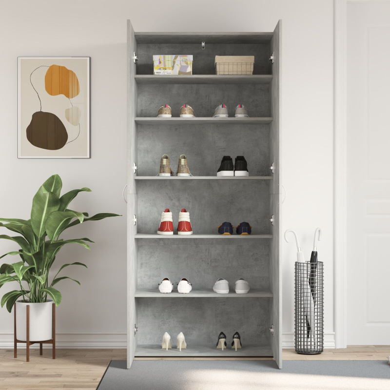 Schuhschrank Betongrau Holzwerkstoff Schuhschrank Rechteckig