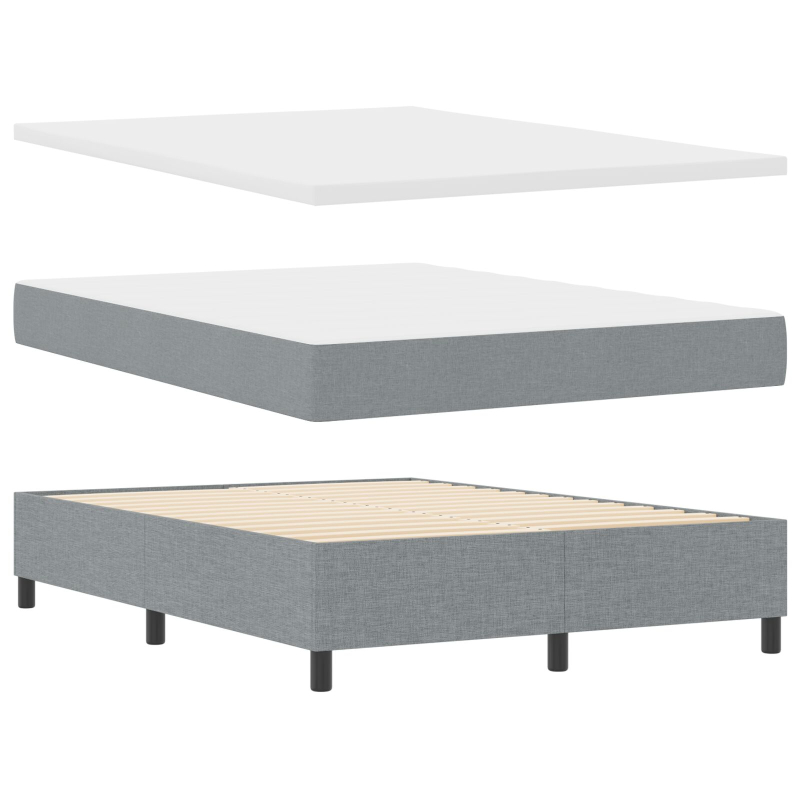 Boxspringbett mit Matratze & Bank Hellgrau 140x200 cm Stoff