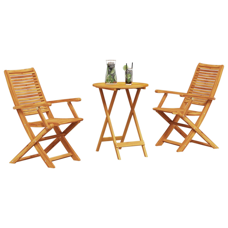 3-teiliges Bistro-Set aus faltbarem Akazienholz