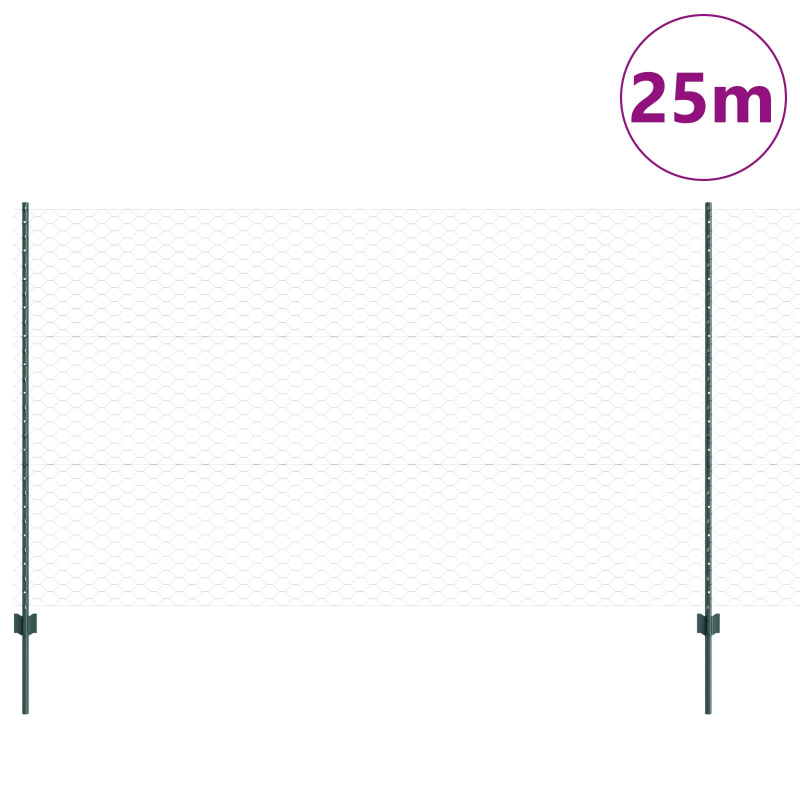 Zaunpfosten 5 Stück U-Kanal Grün 140 cm Stahl, Sechseckzaun Grün 1,4x10 m Stahl