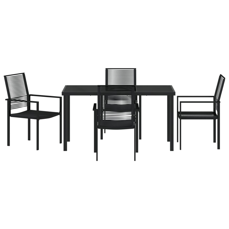 5-teiliges Garten-Esszimmer-Set Schwarz PVC-Rattan