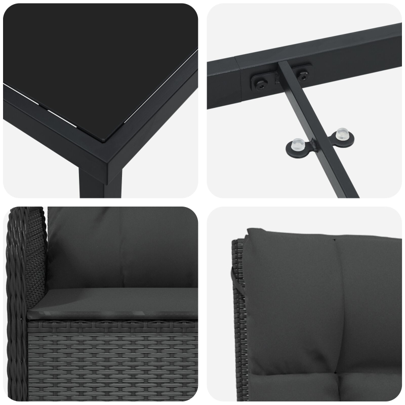 9-teiliges Garten-Ess-Set Schwarz Poly-Rattan