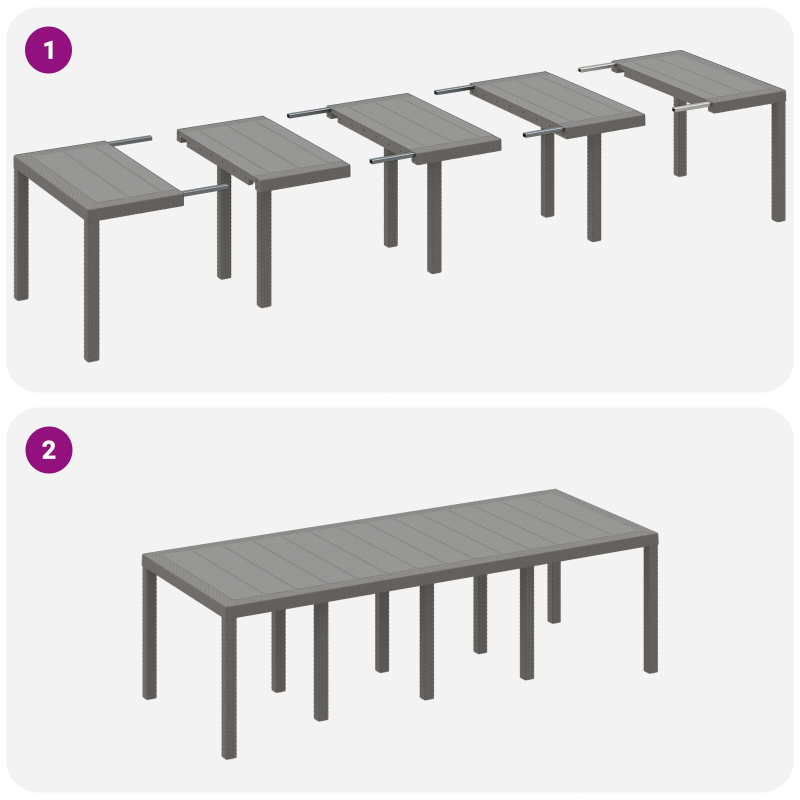 11-teiliges Garten-Esszimmer-Set mit Kissen - Hellgraues Poly-Rattan